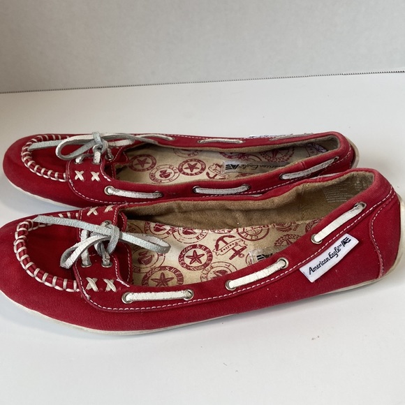 American eagle red and  white slip on flats size 6 women’s nautical - Picture 3 of 5